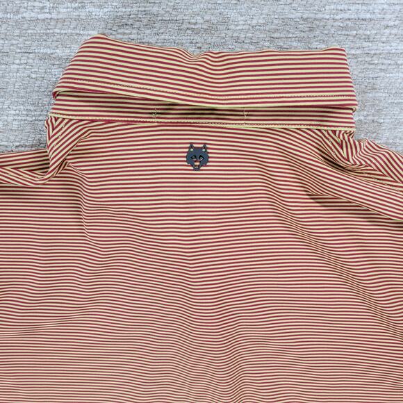 Greyson Saranac Polo Shirt Mens Small Gold Red Stripe Golf Performance - Picture 7 of 13